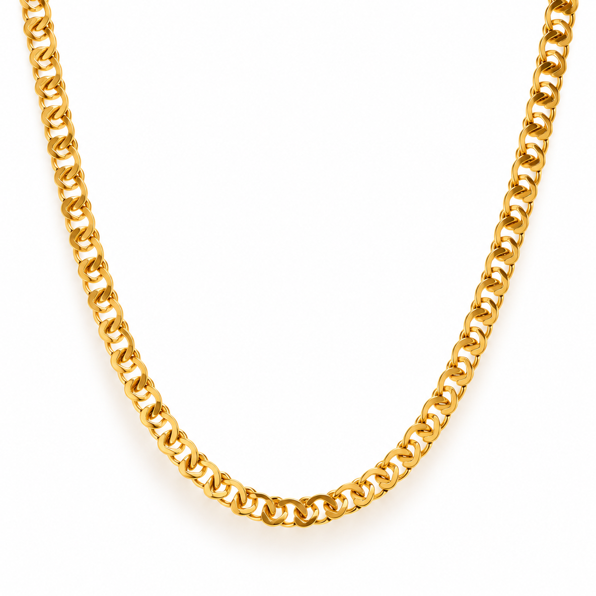 Juliette Gold Curb Chain Necklace by Ellisse & Co. with polished interlocking gold links