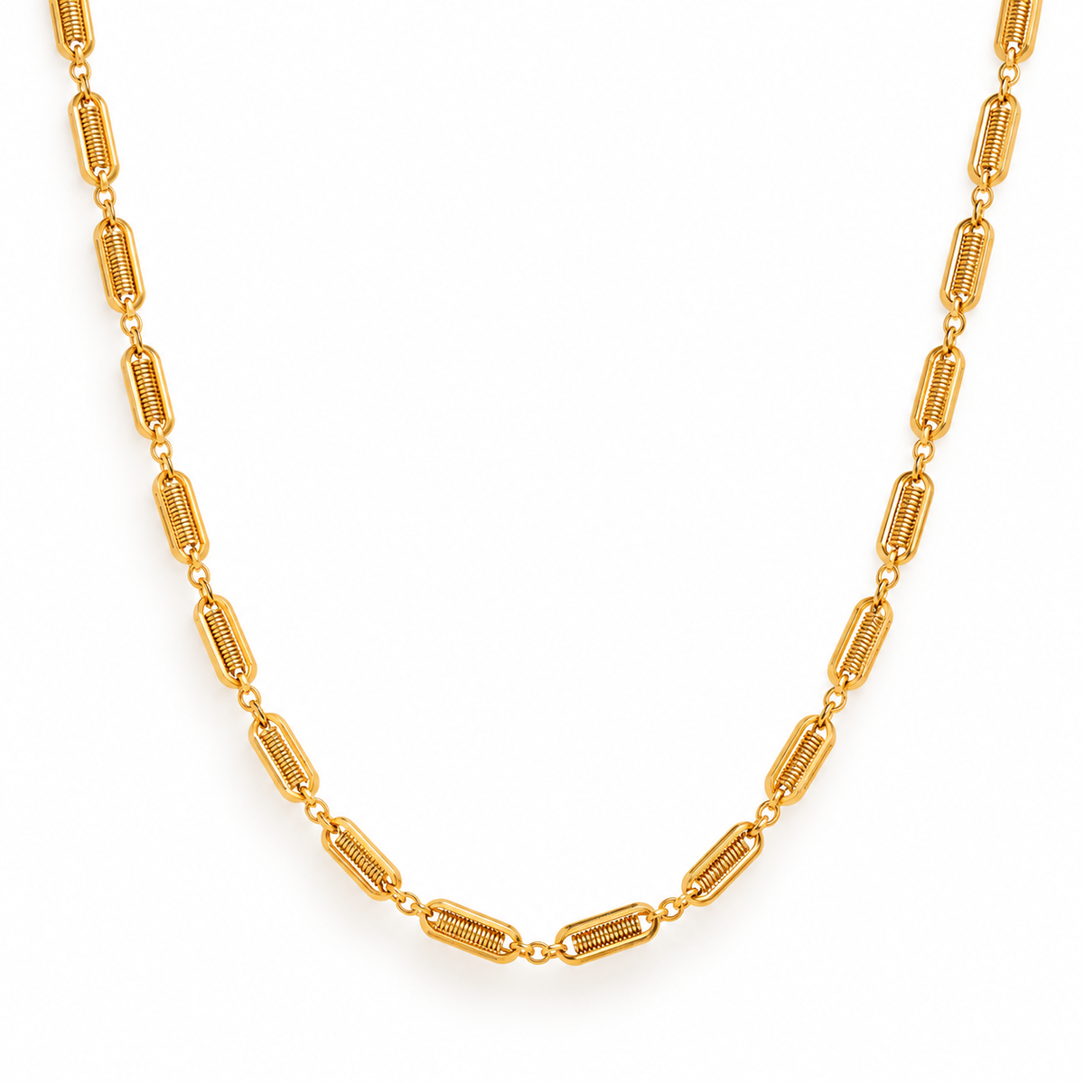 Lucienne Gold Elongated Link Necklace by Ellisse & Co. with polished open gold links