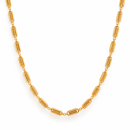 Lucienne Gold Elongated Link Necklace by Ellisse & Co. with polished open gold links