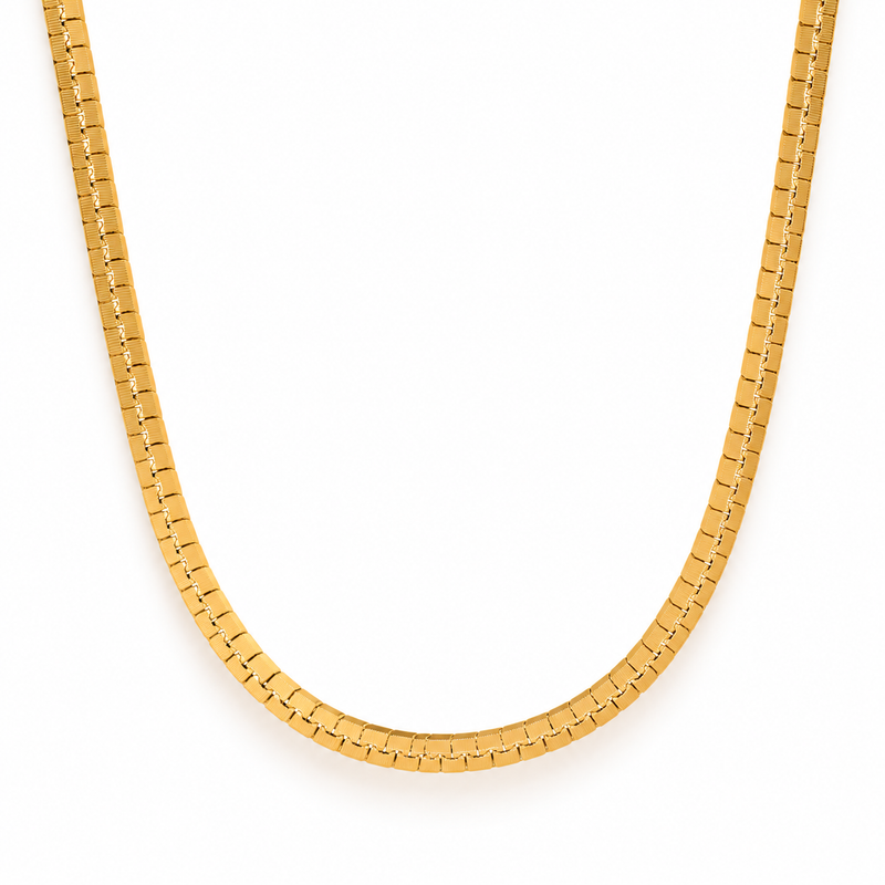 Soleil Bold Gold Snake Chain Necklace by Ellisse & Co. with a sleek polished gold finish