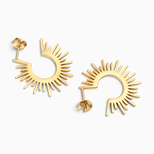 Elodie Sunburst Earrings by Ellisse & Co. with radiant sculptural gold detailing